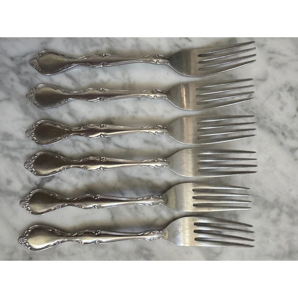 Towle Winter Rose Stainless Dinner Forks Set of 6 Supreme Cutlery Japan 7.5in